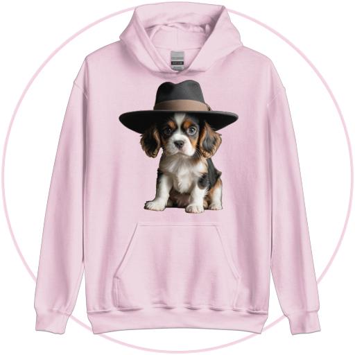 Cute, Cavalier pup wearing a hat.