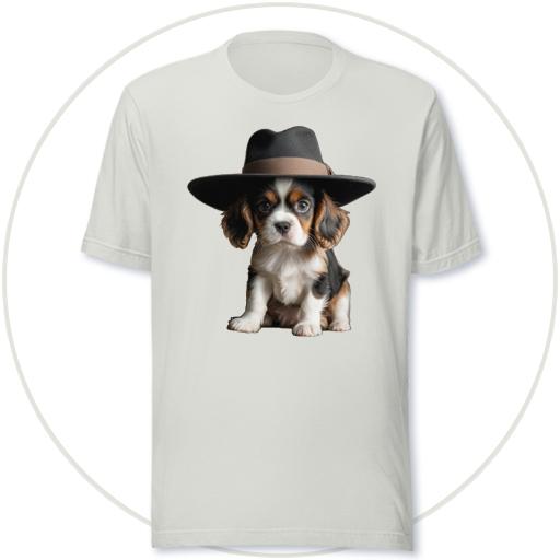 Cute, Cavalier pup wearing a hat.