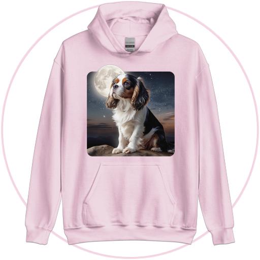 Cute, Cavalier pup on a full moon..