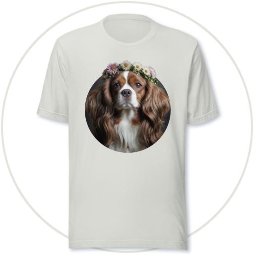 Beautiful cavalier wearing a crown of flowers.